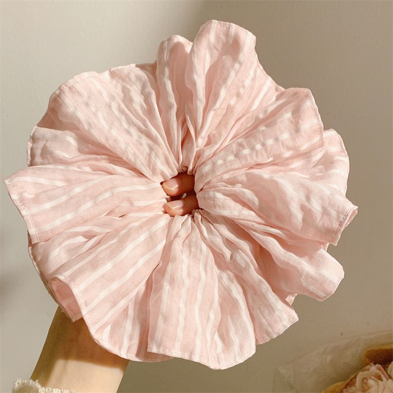 芭蕾粉色蕾丝缎面大肠发圈超大发绳头绳高级2025新款丸子马尾发饰