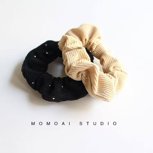 法式水钻大肠发圈百搭布艺头绳秋冬气质马尾发绳少女扎头皮筋发饰