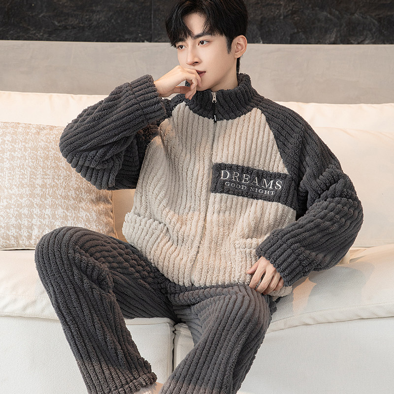 男士家居服拉链抽条DREAMS睡衣套装外穿睡衣
