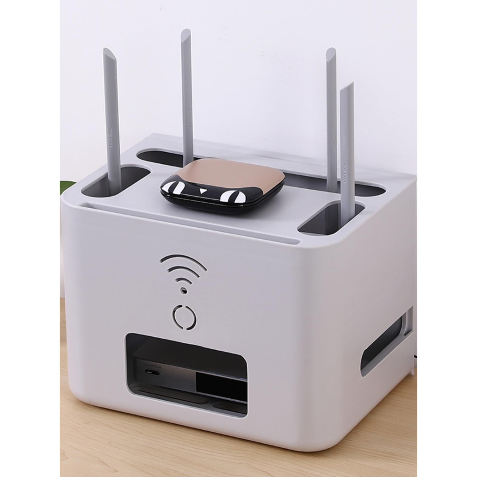 wifi无线路由器置物架电源电视插座插排遮挡插线板光猫收纳盒