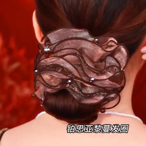 欧根纱超仙气质大肠发圈头绳头饰女高级马尾盘发头花百搭新款发饰