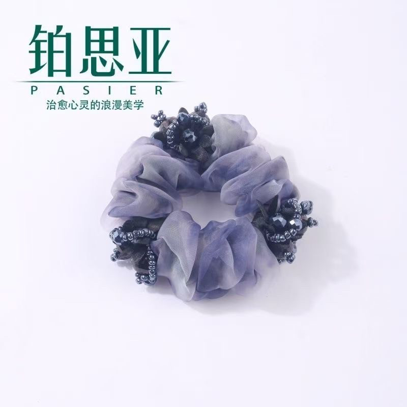 新款大肠发圈女轻奢高级扎发皮筋复古渐变色高弹力头绳发饰