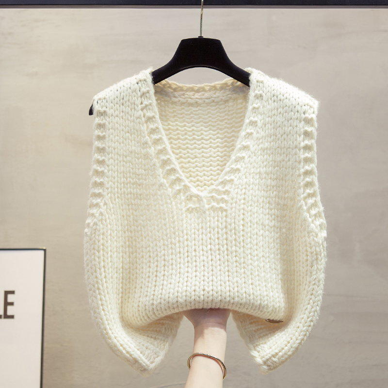 粗棒针v领针织马甲背心女2025秋冬新款宽松外穿马夹叠穿毛衣坎肩