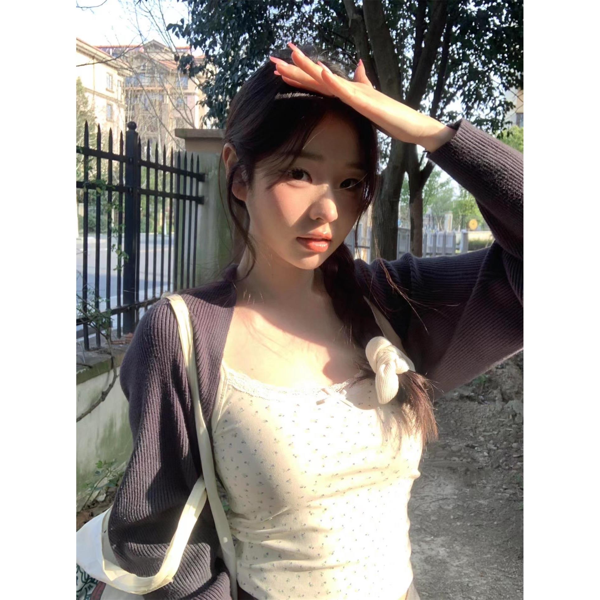 Brandy Girl ins少女甜美bm碎花小吊带背心蕾丝边女内搭网红辣妹