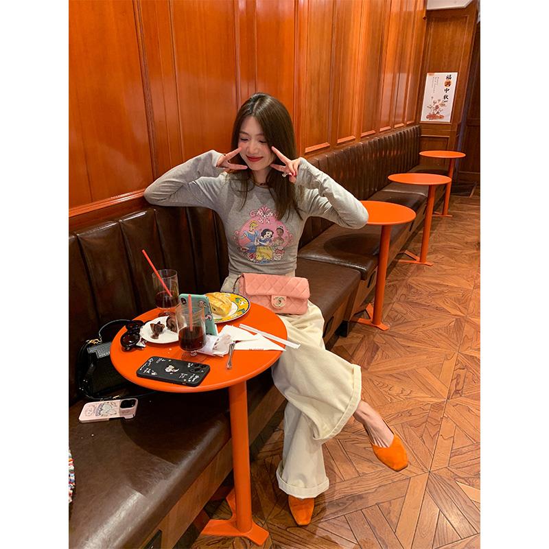 落落狷介 灰色打底衫2025新款女新款长袖T恤设计感内搭上衣可外穿