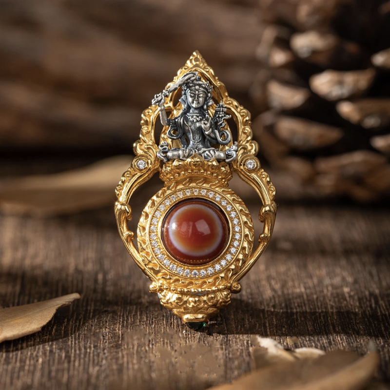 2023新款复古稳妥慧眼本命佛吊坠文殊菩萨吊坠