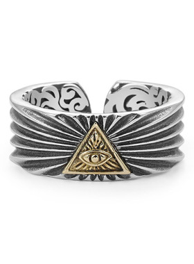 新款复古上帝之眼戒指男潮流唐草