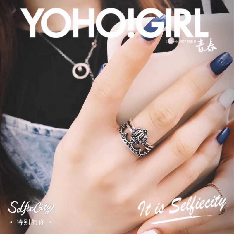 新款个性皇冠戒指女S925纯银开口
