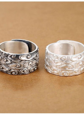 新款祥云戒指宽大码食指板指霸气