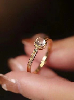 新款镶锆石露珠开口戒指女轻奢简