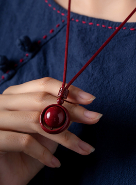 朱砂吊坠高档礼品女毛衣链