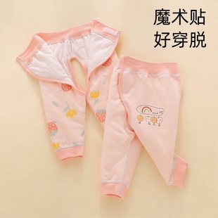 棉裤 薄棉初生秋冬季 冬天 子夹棉保暖小月龄女宝宝开裆裤 新生婴儿裤