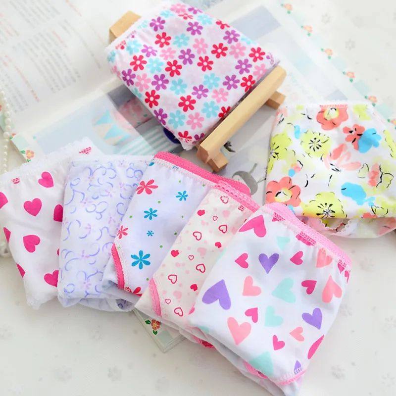 6Pc/Lot Baby Girls Underwear Cotton Panties Kids Short Brief
