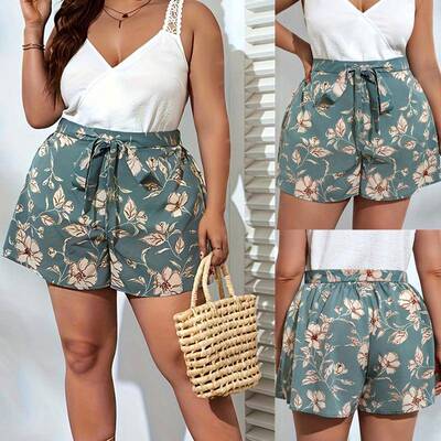 Plus size Summer Printed casual women shorts 大码休闲短裤5XL