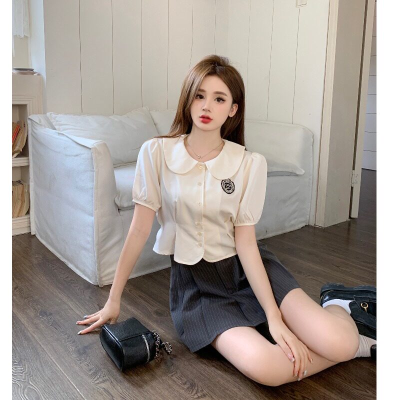 WW杨婉婉学院风遮肉显瘦裙子套装女胖妹妹梨形身材微胖穿搭两件套