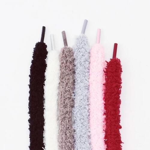1 Pair Fashions 1CM Wide Round Plush Shoelace Sneakers Flat