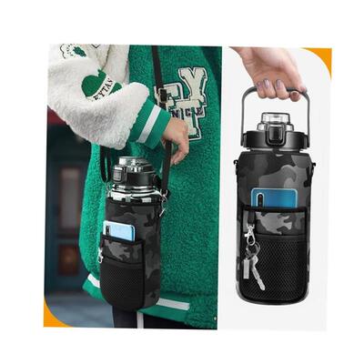 2 Liter Water Bottle With Sleeve 64 OZ Inspirational Half Ga