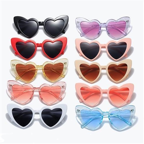 Fashion Heart Women Sunglasses Personality Big Frame Glitter