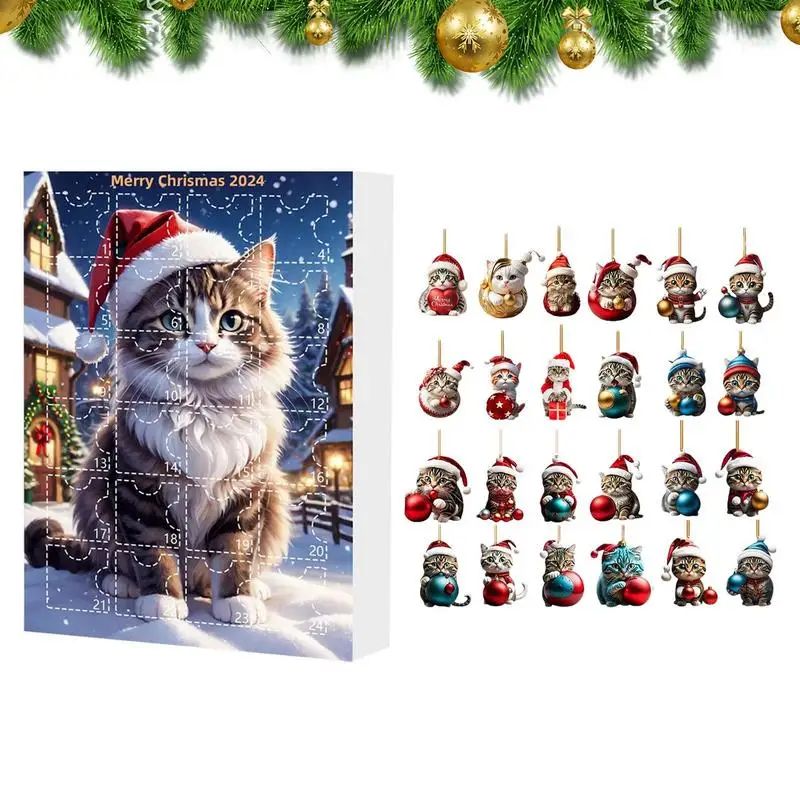 Cute Christmas Advent Calendar Cat Countdown Calendar 2024 C