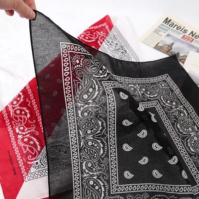 Unisex Cotton Bandana Kerchief Hip Hop Black Hair Band Neck