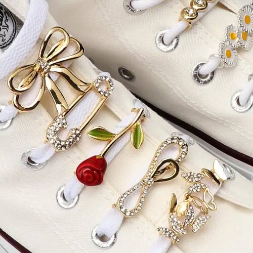 Metal Shoe Charms Rhinestone Sneakers Charms Girl Gift Shoe