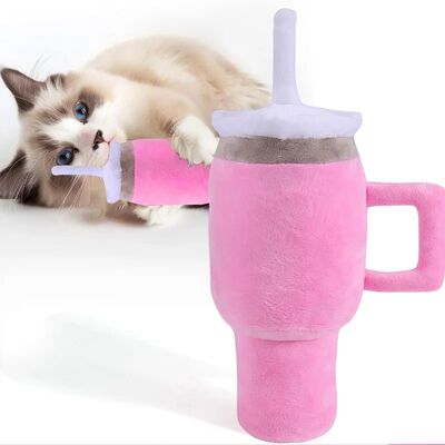 Cute Pink Squeaky Dog Cup Toy - Safety Design Chew Toy for S