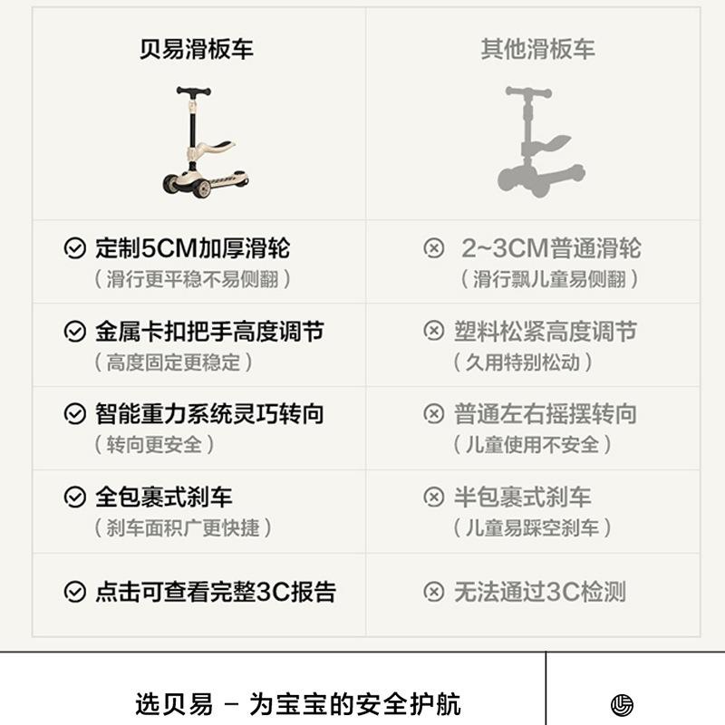 贝易儿童滑板车1-3-6男女童12岁溜溜滑滑车宝宝三合一可坐可骑