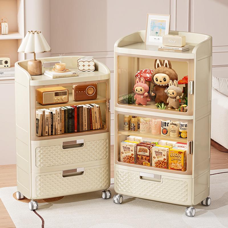 收纳柜储物柜多层置物架可移动家用塑料带轮卧室客厅收纳床头柜