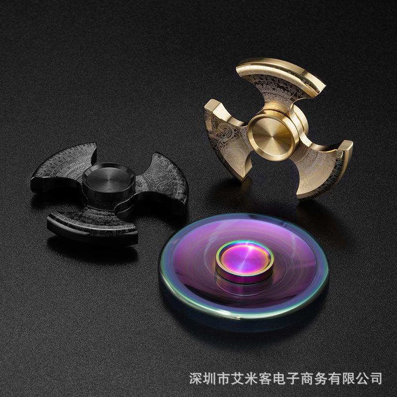 指尖陀螺不锈钢战斧手指陀螺旋风精工不锈钢炫彩色R188S轴承旋转