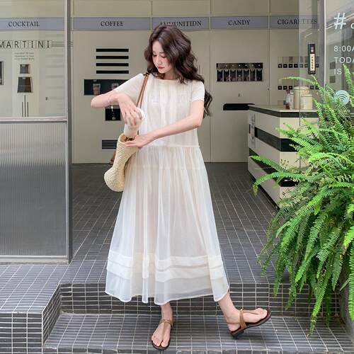 法美2b109-58风气质连衣裙两套式女夏季新款时甜尚件小个子度假风