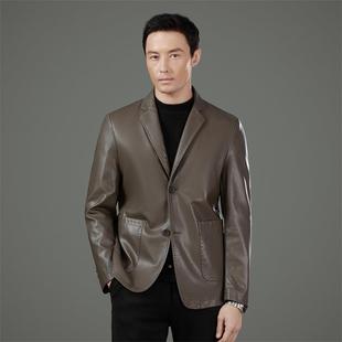 KJ衣爸爸装 春秋海宁真皮皮衣男西装 2330 上季 闲皮 休领皮绵羊修身