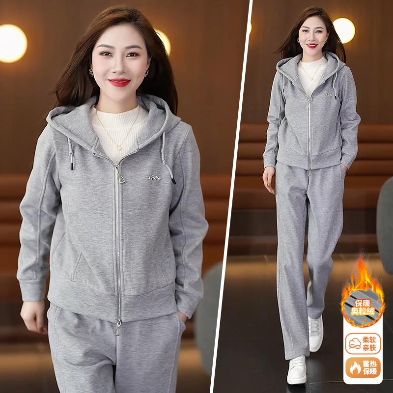 加绒运动套女秋冬加厚卫衣休闲装两件时尚洋套气时髦8417111羊绒