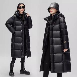 过膝加厚黑金羽服季 冬长20236款 外套 羽绒女服男情侣装 绒男女同款