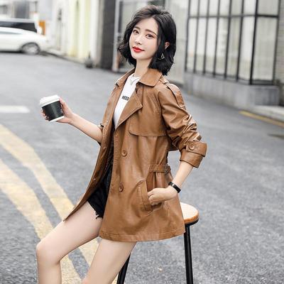 女中长衣女外套秋装新款款装时尚修身大依9181码机车皮夹皮克外套