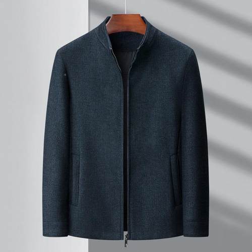 爸秋装新上款D-39-Y羊夹克男毛中老年商务立领羊绒外套爸装休闲拉