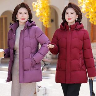 外套女装 连帽女妈妈大松码 中老年宽中长2209棉服加厚新冬短款 款 季