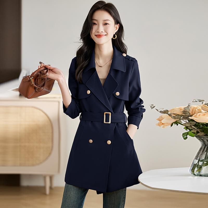 风衣女姿275款秋季新款显瘦质轻熟纯中外色贵夫人气质时气尚长款