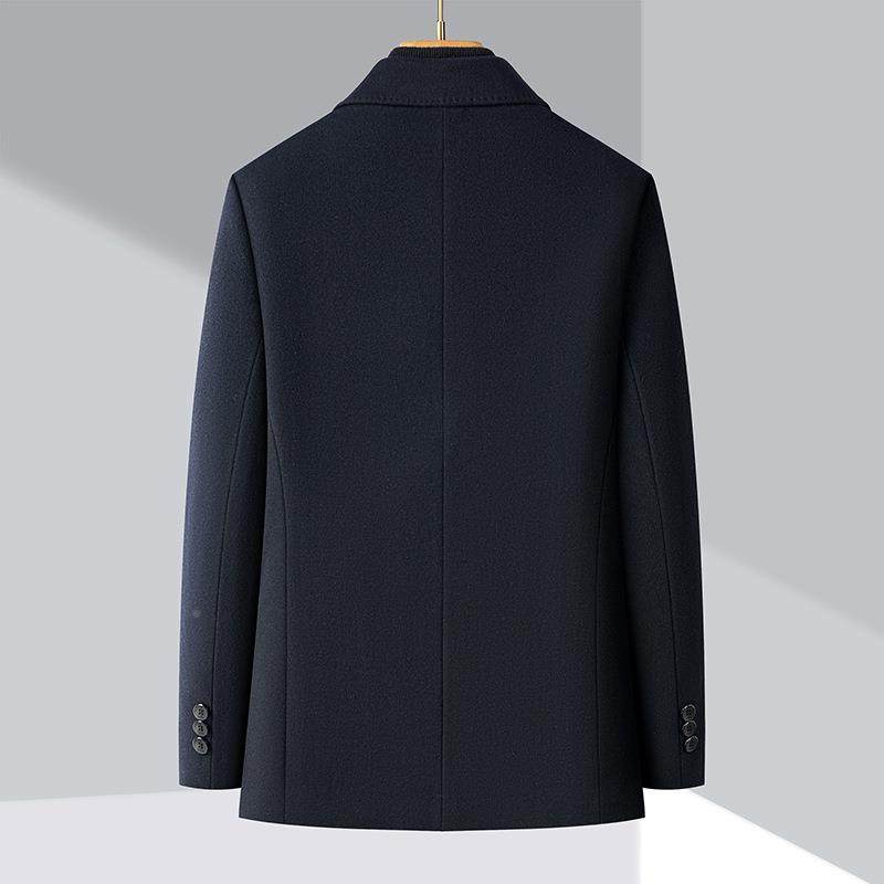 冬加厚翻领中老年绵羊呢子装扣子夹卸克外套男8806-NN可毛拆羽绒