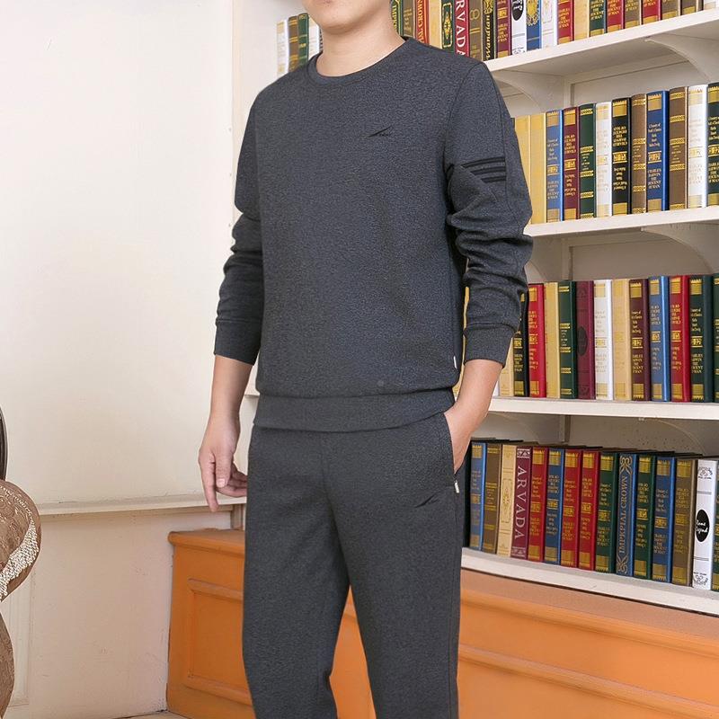 春秋红色中老套年装运动男运动装圆领套中54429年运动服男卫衣装