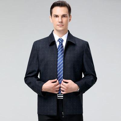 季秋绒新款品牌羊外套男士夹休闲时尚风衣中年商务保暖克L34-WL外