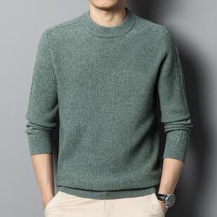 大品牌男底士羊绒松球衫加厚保ZPU暧毛衣宽圆领%纯羊毛衫抗起打衫
