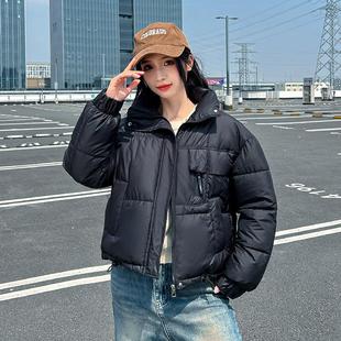 绒棉服女短款 版 年宽松加509厚小个子羽立领棉袄外套潮 新款 韩冬季