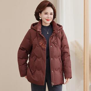 复大古印花加厚码 短款 保暖鸭绒外妈套白女 8809羽绒服冬季 品牌妈装