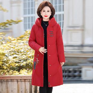 洋气8866大宽松中老年人奶加厚保暖外服 女中长款 妈妈奶冬装 羽绒码