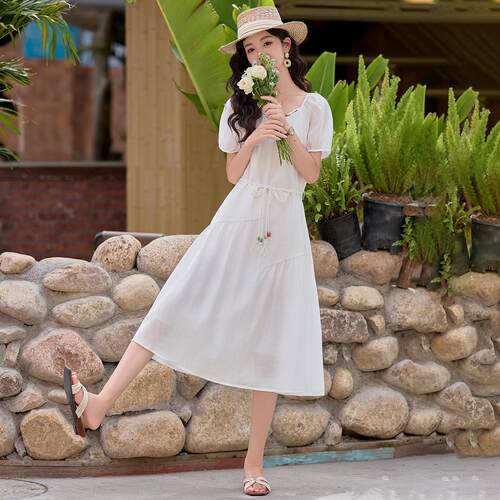 款连衣裙女夏季新女装显瘦美风腰收甜字中长LH6028款裙子