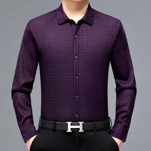 厚加绒加暖子衬衣高档中年661 冬季 衬衫 长袖 B羊格保绒打底寸 男士