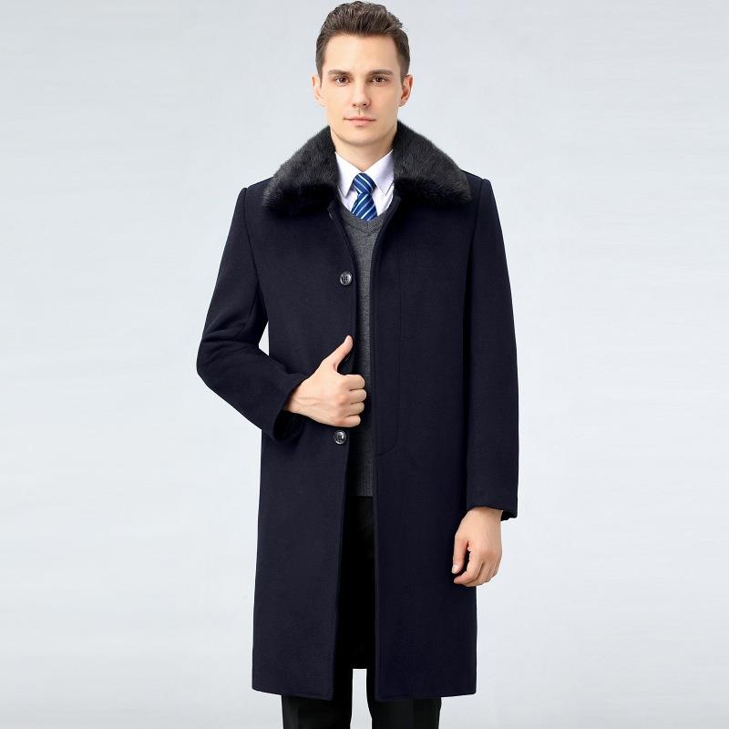 冬加季过膝羊绒长款大衣2206-ZZ男士商务闲套上衣外休保暖厚爸爸