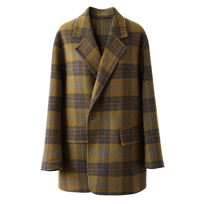 POPCHRIO法式羊毛格子双面呢外套