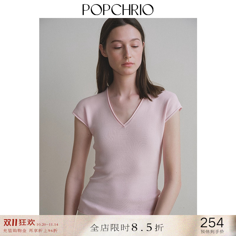 小飞袖无龄感V领针织衫上衣