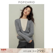 设计感全羊毛假两件针织衫 到手259元 套头毛衣打底上衣女秋冬